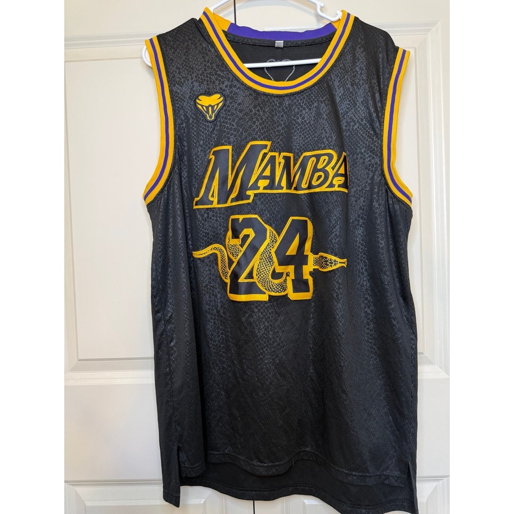 Kobe Bryant Mamba 24 Stitched Black Snake Skin Basketball Jersey Mens L